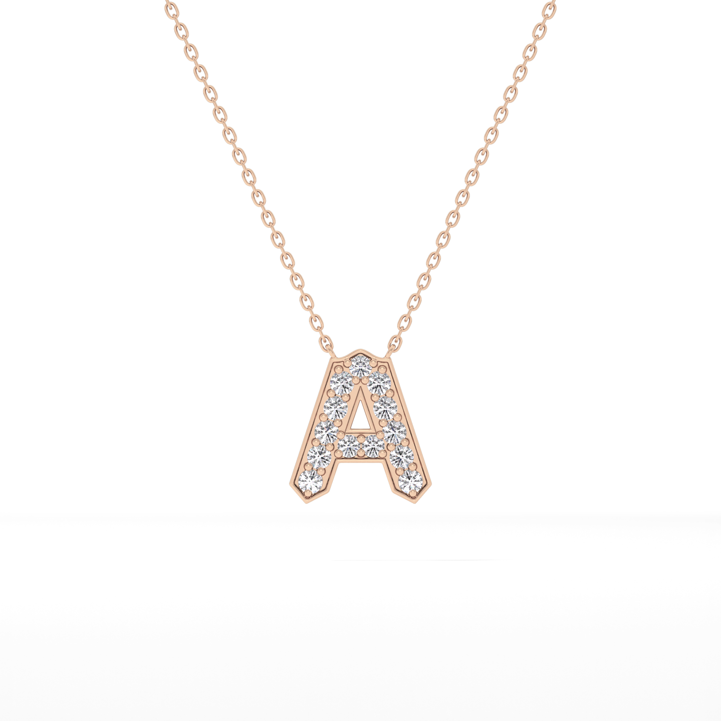 0.226 TCW Round Lab Grown Diamond A Initial Pendant Necklace