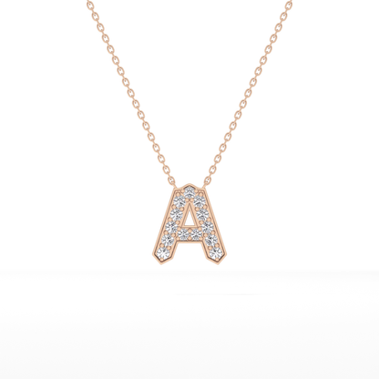 0.226 TCW Round Lab Grown Diamond A Initial Pendant Necklace