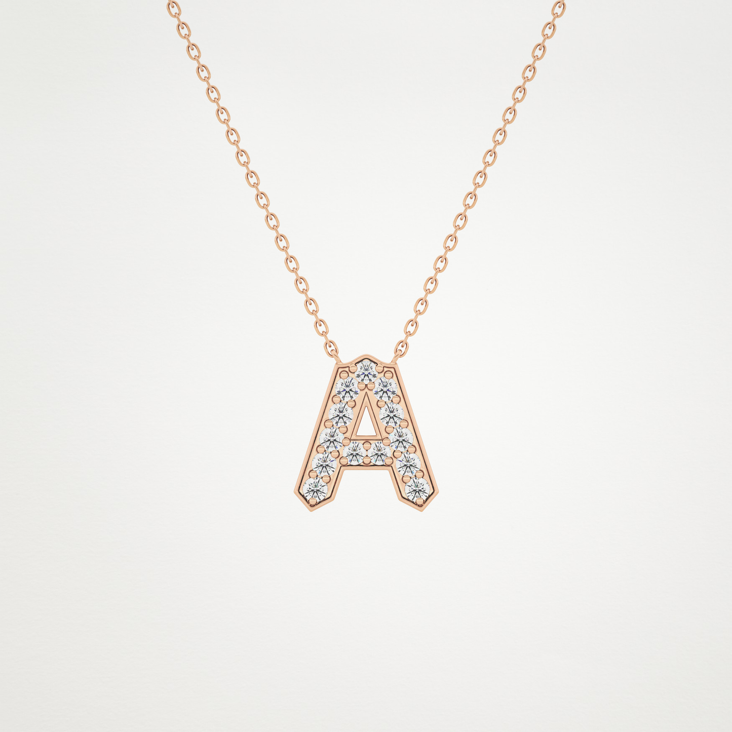 0.226 TCW Round Lab Grown Diamond A Initial Pendant Necklace