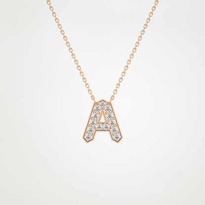 0.226 TCW Round Lab Grown Diamond A Initial Pendant Necklace