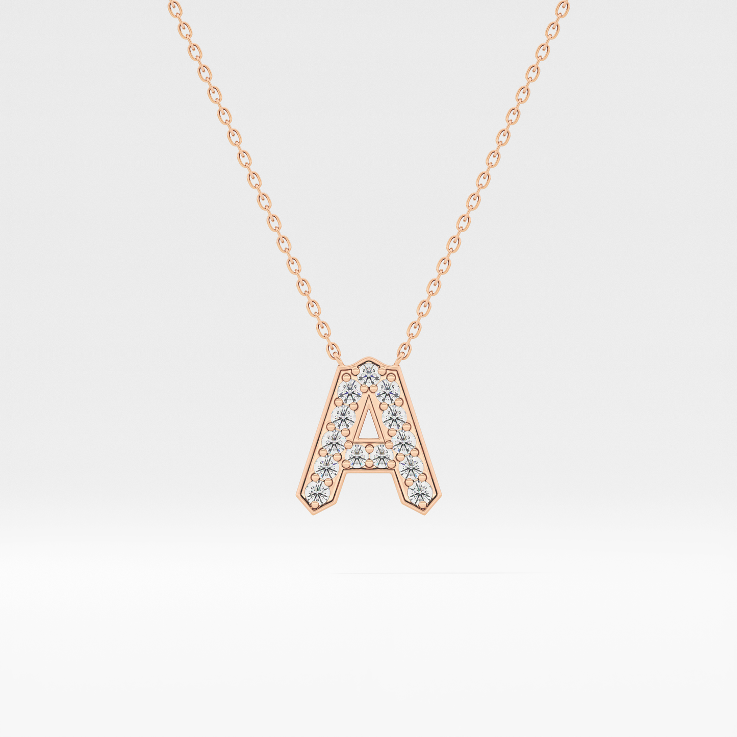 0.226 TCW Round Lab Grown Diamond A Initial Pendant Necklace