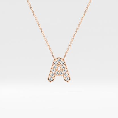 0.226 TCW Round Lab Grown Diamond A Initial Pendant Necklace