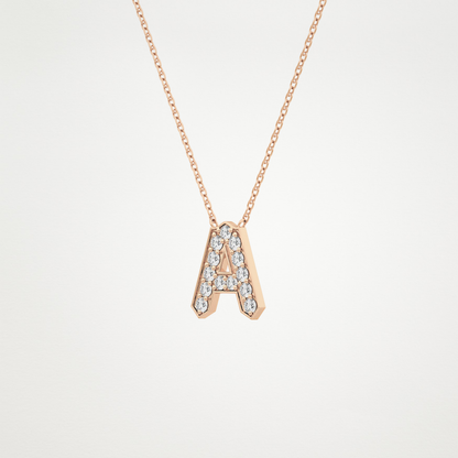 0.226 TCW Round Lab Grown Diamond A Initial Pendant Necklace