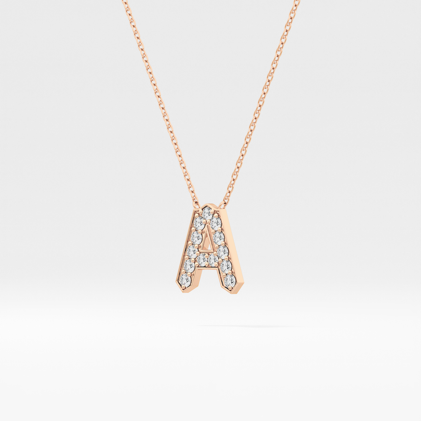 0.226 TCW Round Lab Grown Diamond A Initial Pendant Necklace
