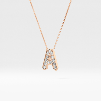 0.226 TCW Round Lab Grown Diamond A Initial Pendant Necklace