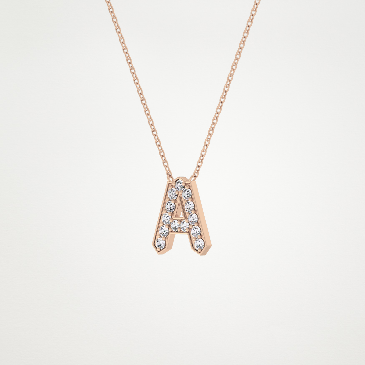 0.226 TCW Round Lab Grown Diamond A Initial Pendant Necklace