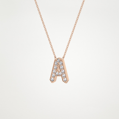 0.226 TCW Round Lab Grown Diamond A Initial Pendant Necklace