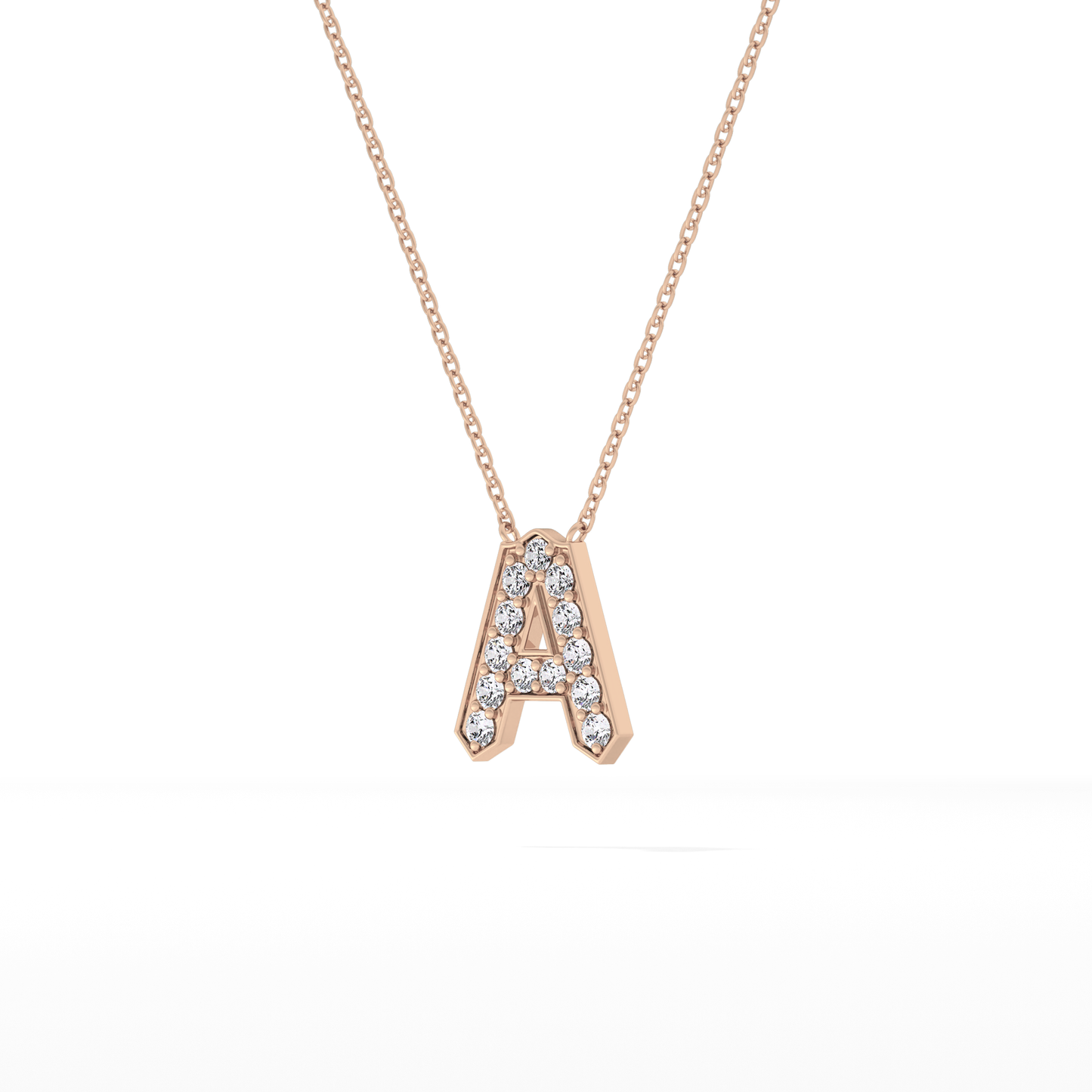 0.226 TCW Round Lab Grown Diamond A Initial Pendant Necklace