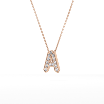 0.226 TCW Round Lab Grown Diamond A Initial Pendant Necklace
