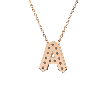 0.226 TCW Round Lab Grown Diamond A Initial Pendant Necklace