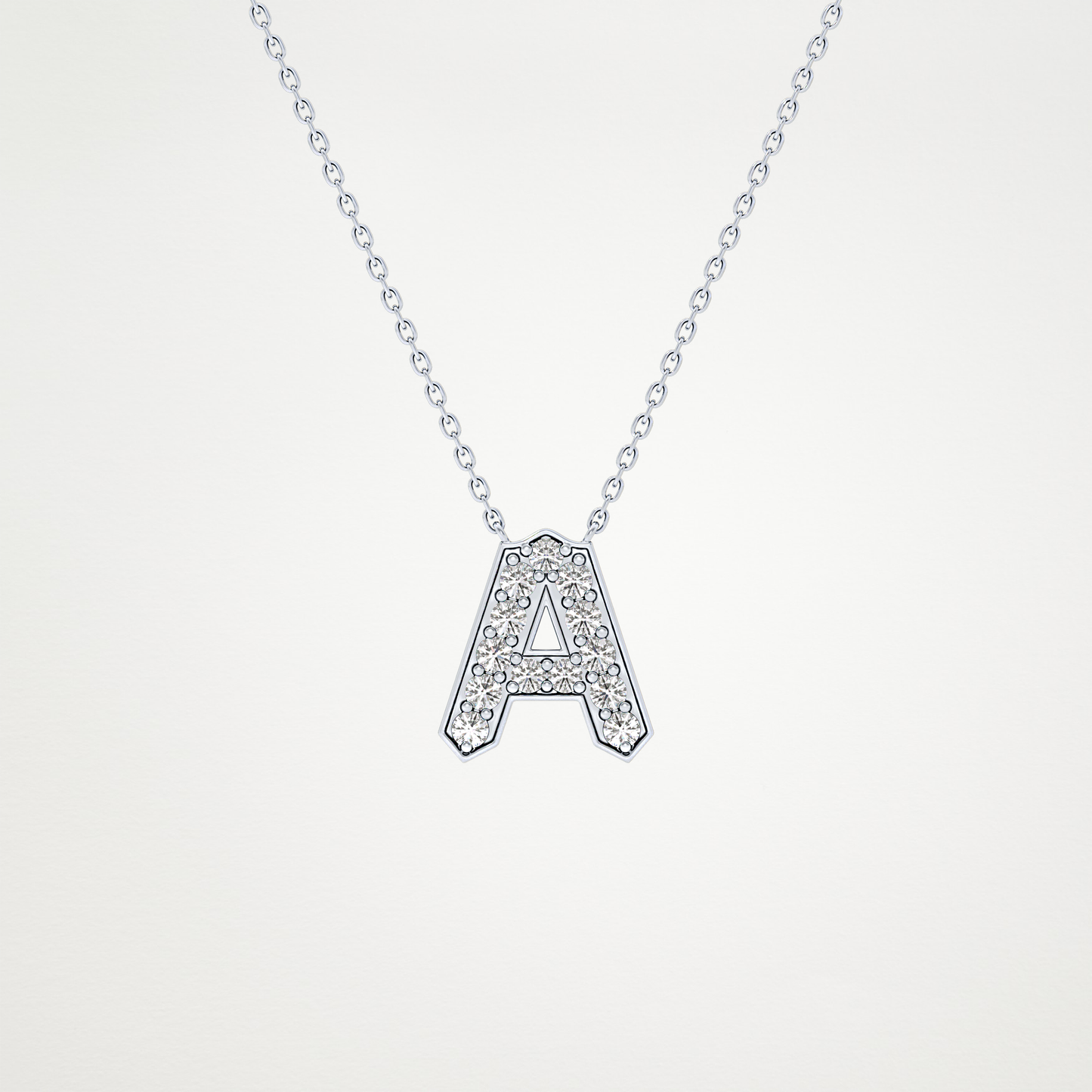 0.226 TCW Round Lab Grown Diamond A Initial Pendant Necklace