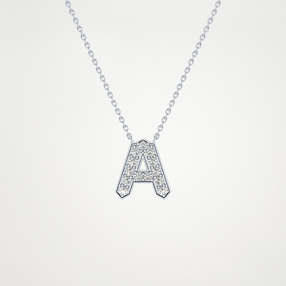 0.226 TCW Round Lab Grown Diamond A Initial Pendant Necklace