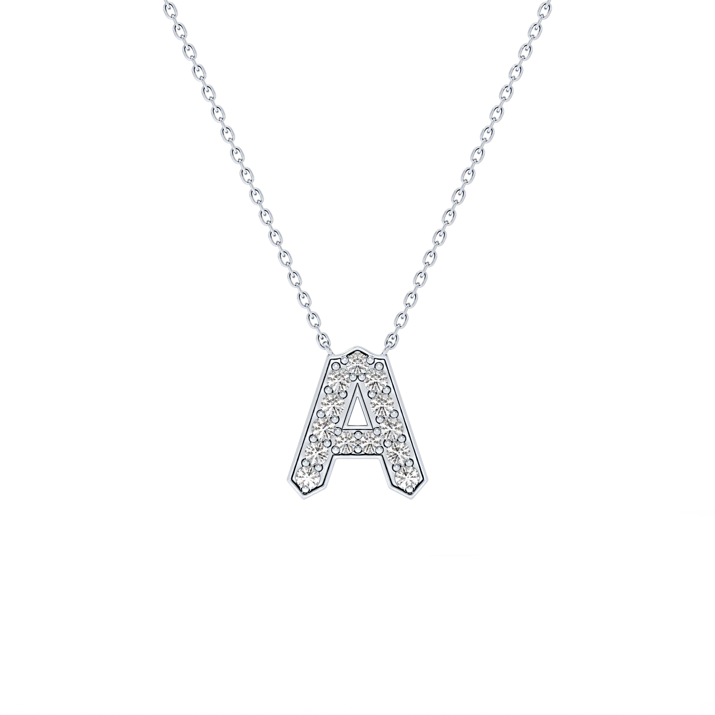 0.226 TCW Round Lab Grown Diamond A Initial Pendant Necklace