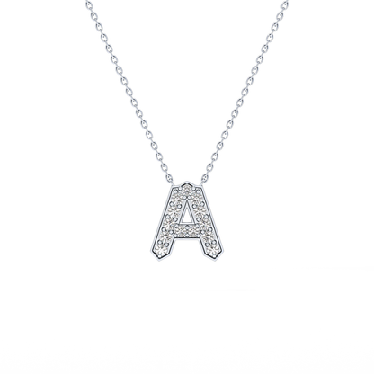 0.226 TCW Round Lab Grown Diamond A Initial Pendant Necklace