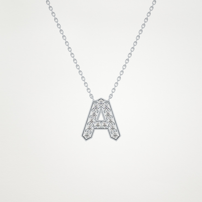 0.226 TCW Round Lab Grown Diamond A Initial Pendant Necklace