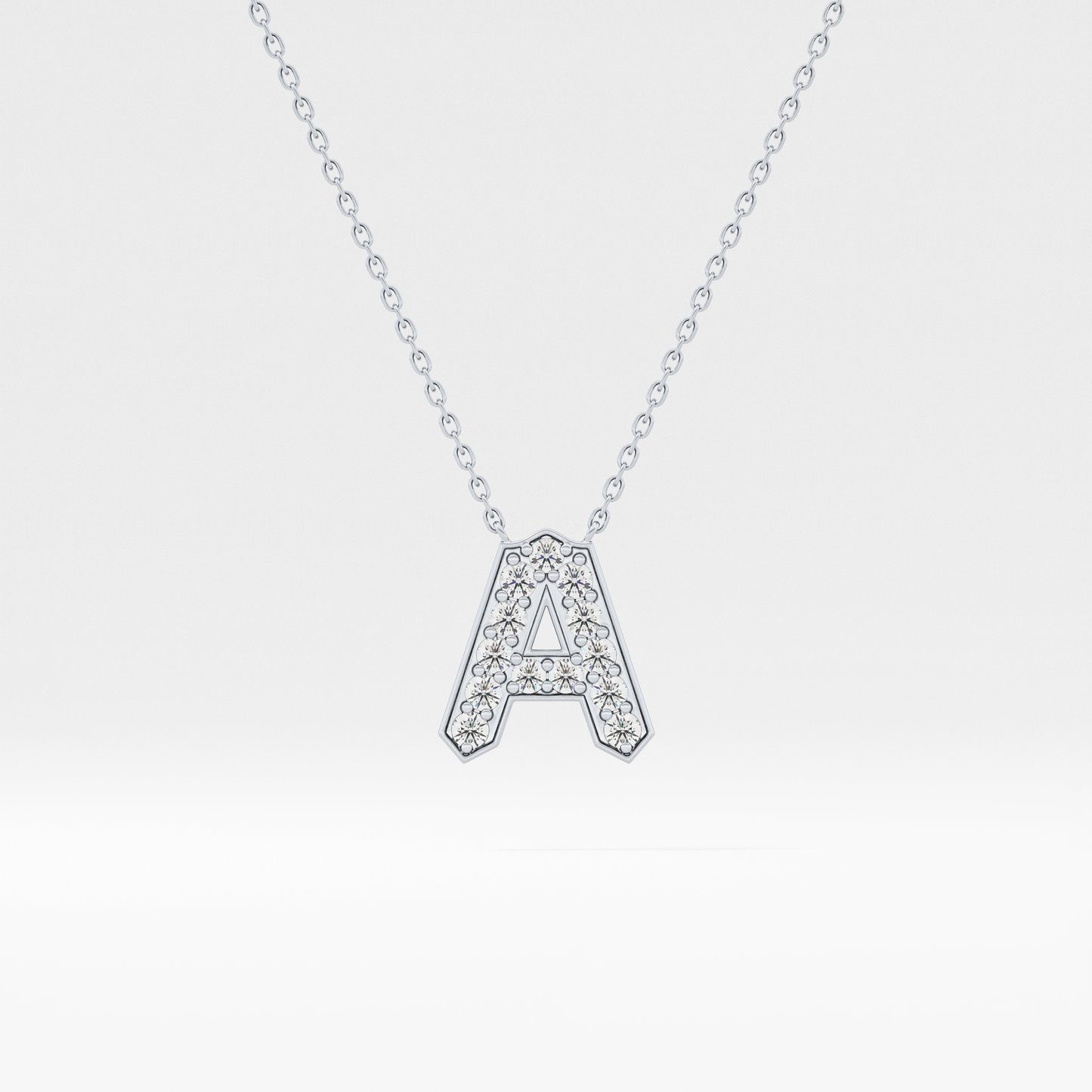 0.226 TCW Round Lab Grown Diamond A Initial Pendant Necklace