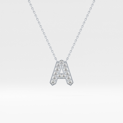 0.226 TCW Round Lab Grown Diamond A Initial Pendant Necklace