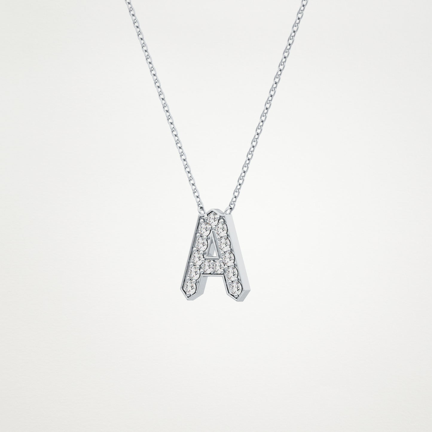 0.226 TCW Round Lab Grown Diamond A Initial Pendant Necklace