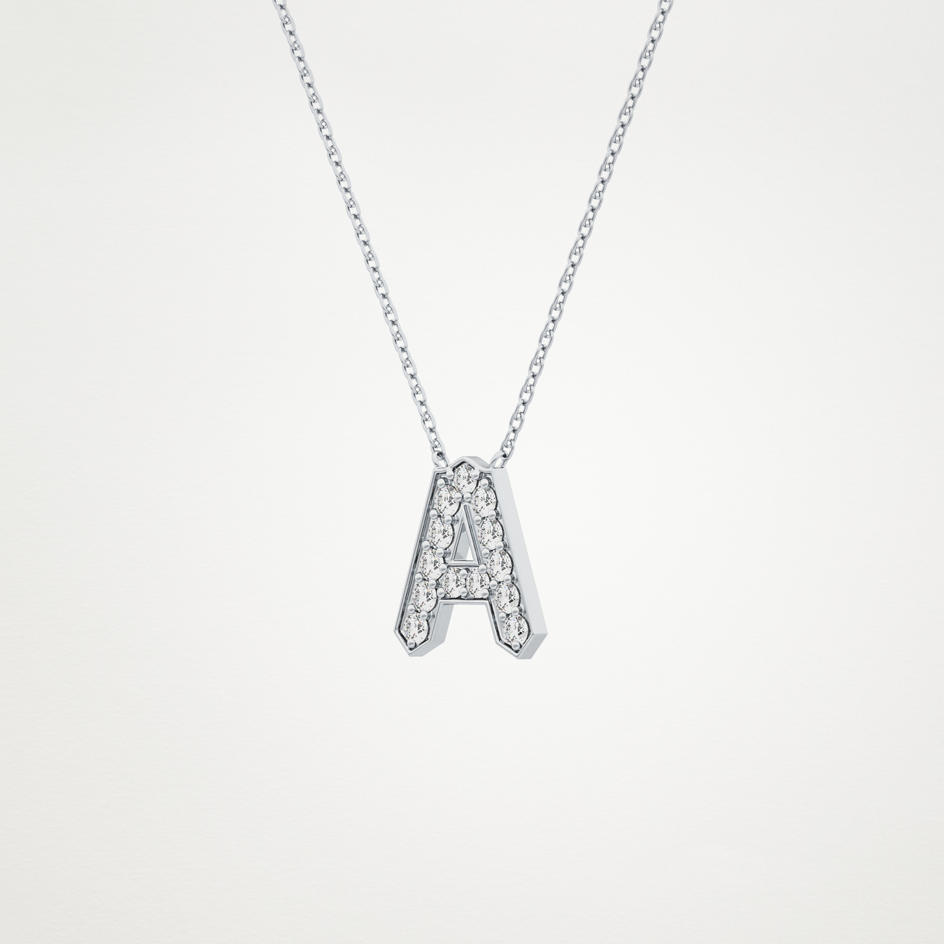 0.226 TCW Round Lab Grown Diamond A Initial Pendant Necklace