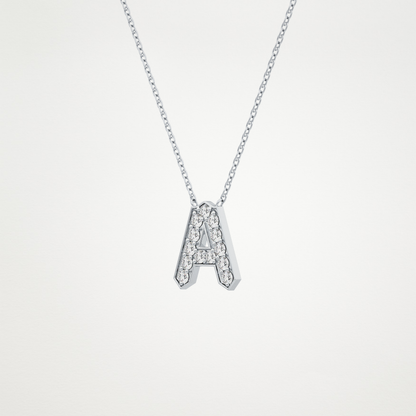 0.226 TCW Round Lab Grown Diamond A Initial Pendant Necklace