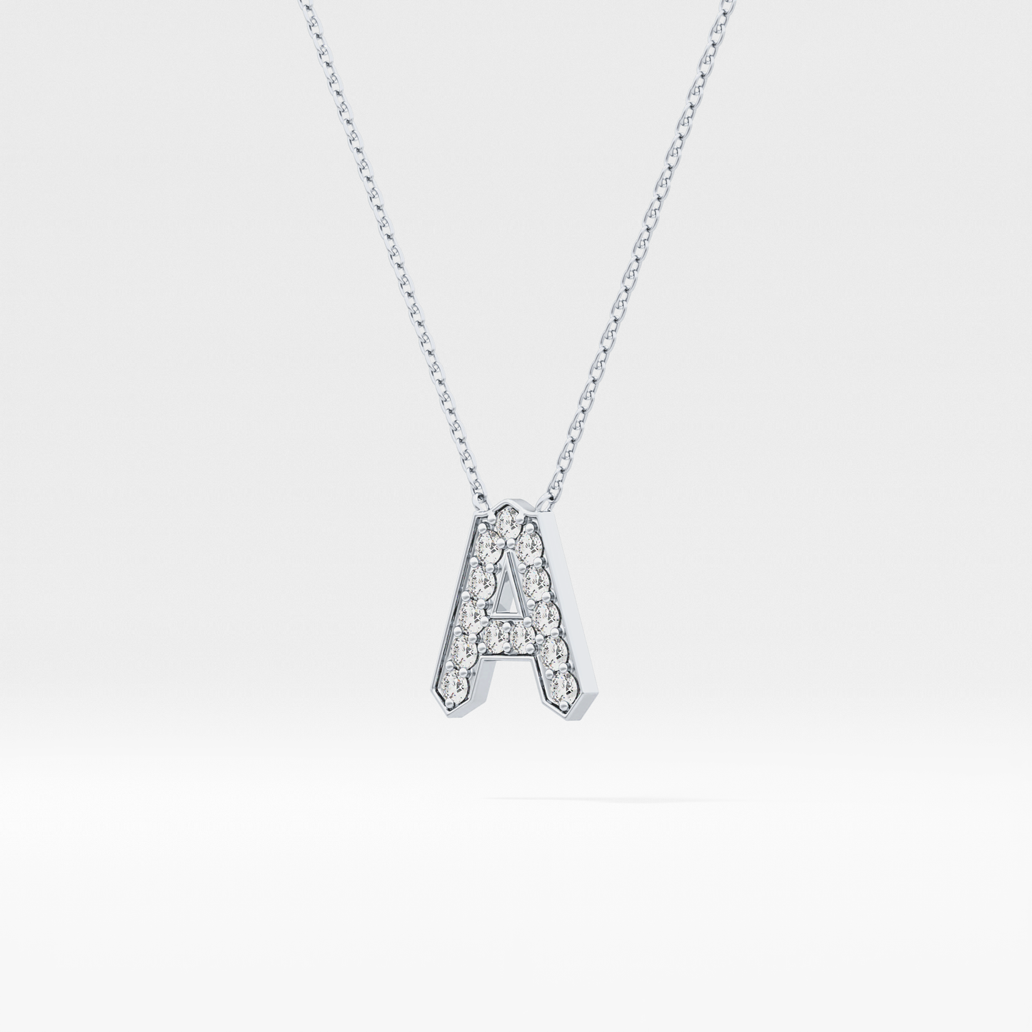 0.226 TCW Round Lab Grown Diamond A Initial Pendant Necklace