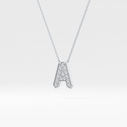 0.226 TCW Round Lab Grown Diamond A Initial Pendant Necklace