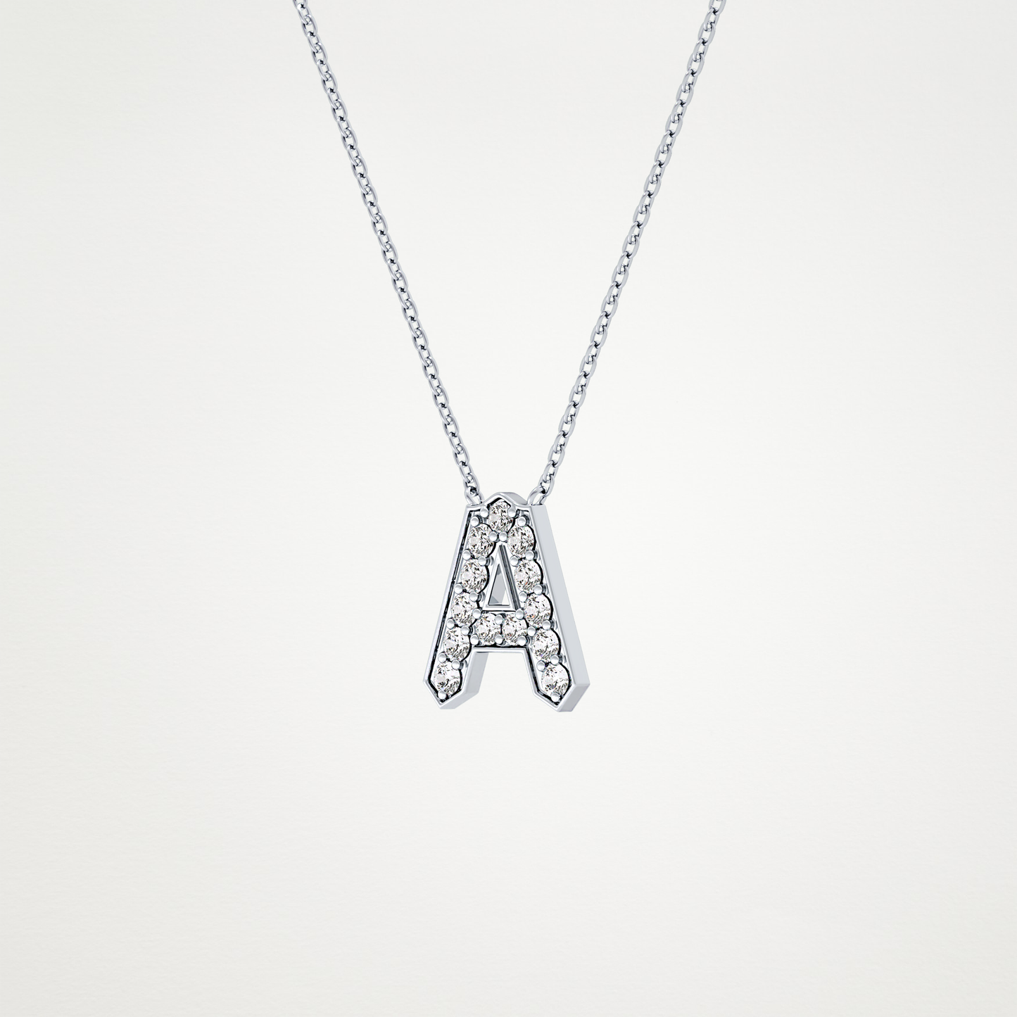 0.226 TCW Round Lab Grown Diamond A Initial Pendant Necklace