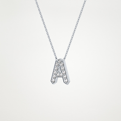 0.226 TCW Round Lab Grown Diamond A Initial Pendant Necklace