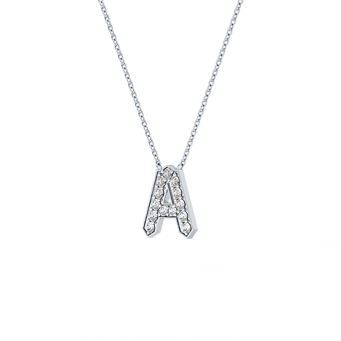 0.226 TCW Round Lab Grown Diamond A Initial Pendant Necklace