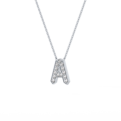 0.226 TCW Round Lab Grown Diamond A Initial Pendant Necklace