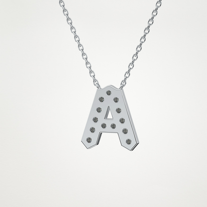 0.226 TCW Round Lab Grown Diamond A Initial Pendant Necklace