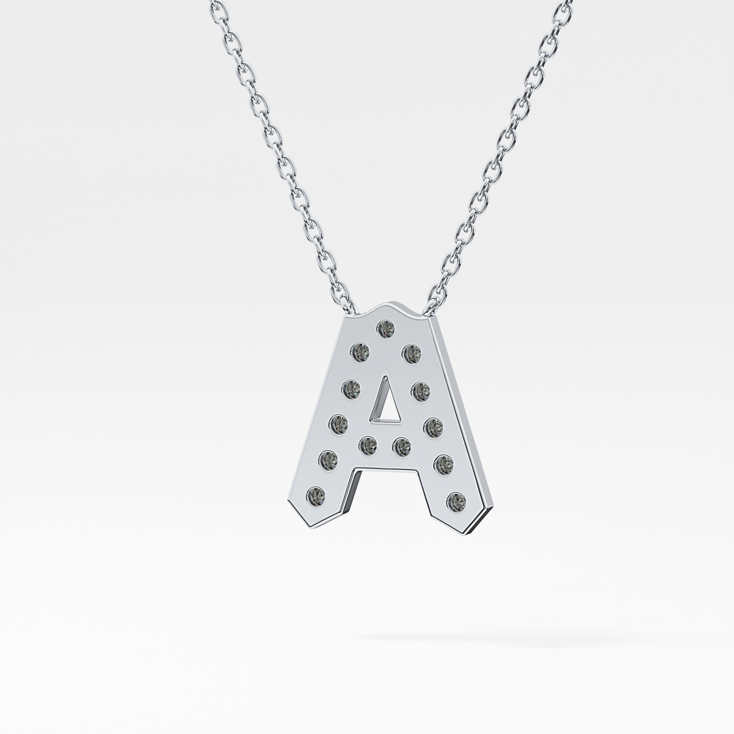 0.226 TCW Round Lab Grown Diamond A Initial Pendant Necklace