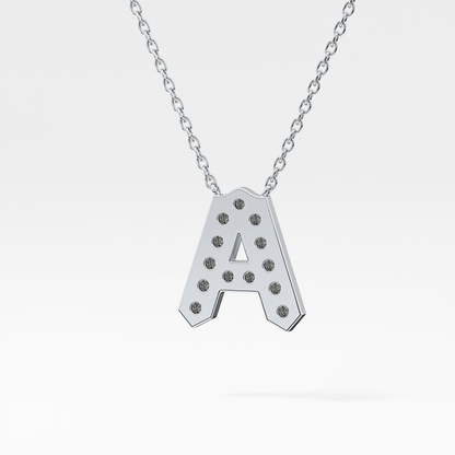 0.226 TCW Round Lab Grown Diamond A Initial Pendant Necklace