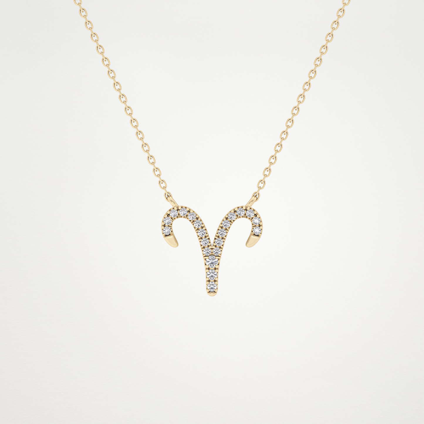 0.098 TCW Round Lab Grown Diamond Aries Zodiac Sign Necklace