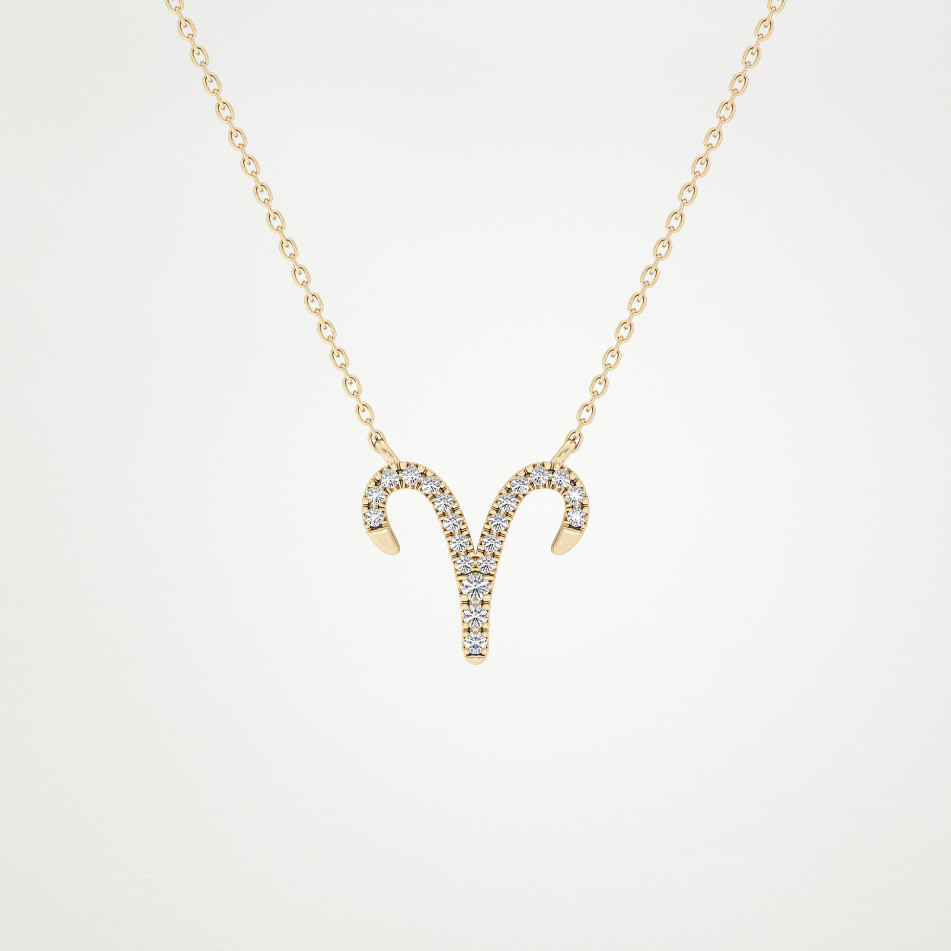0.098 TCW Round Lab Grown Diamond Aries Zodiac Sign Necklace