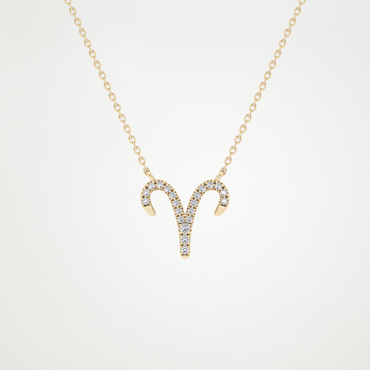 0.098 TCW Round Lab Grown Diamond Aries Zodiac Sign Necklace