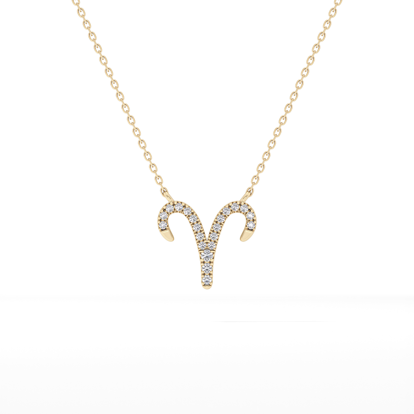 0.098 TCW Round Lab Grown Diamond Aries Zodiac Sign Necklace