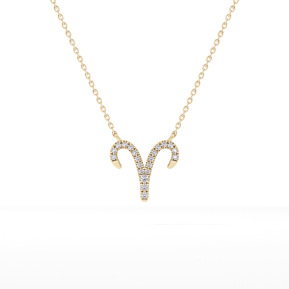 0.098 TCW Round Lab Grown Diamond Aries Zodiac Sign Necklace