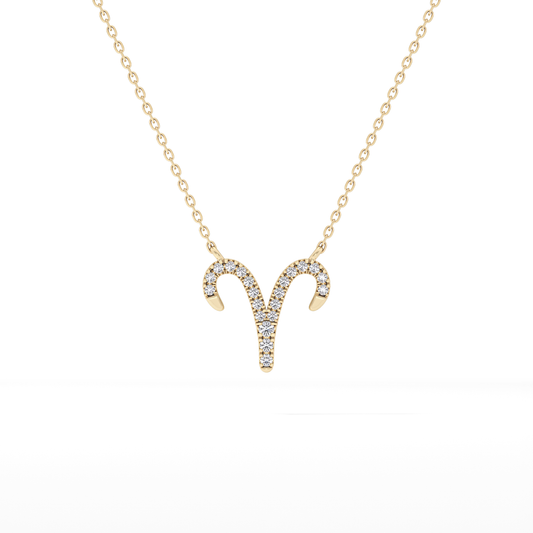 0.098 TCW Round Lab Grown Diamond Aries Zodiac Sign Necklace