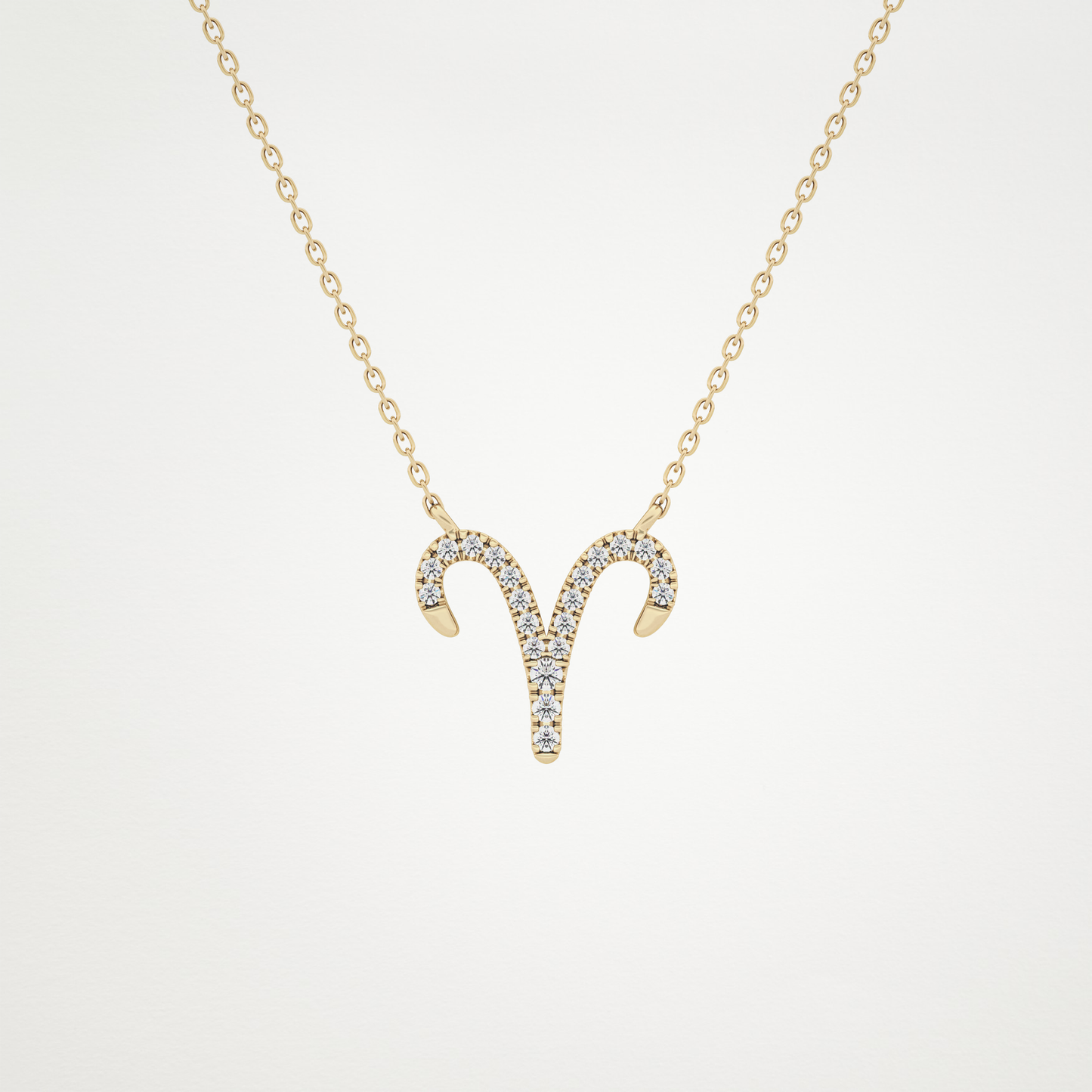0.098 TCW Round Lab Grown Diamond Aries Zodiac Sign Necklace