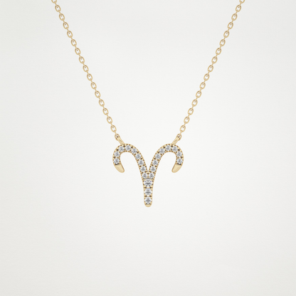 0.098 TCW Round Lab Grown Diamond Aries Zodiac Sign Necklace