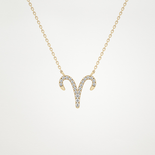 0.098 TCW Round Lab Grown Diamond Aries Zodiac Sign Necklace