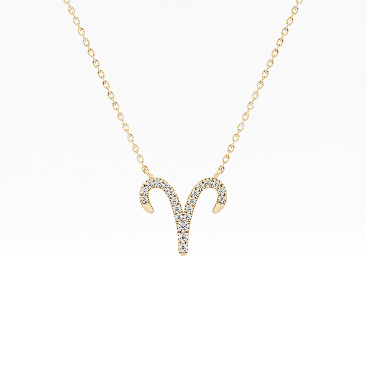 0.098 TCW Round Lab Grown Diamond Aries Zodiac Sign Necklace