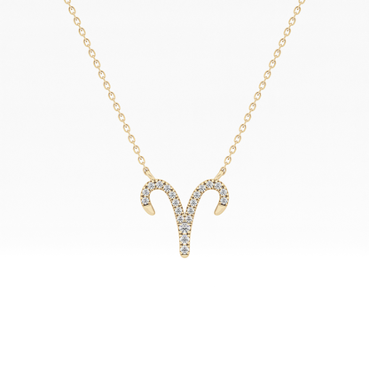 0.098 TCW Round Lab Grown Diamond Aries Zodiac Sign Necklace