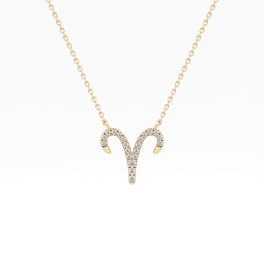 0.098 TCW Round Lab Grown Diamond Aries Zodiac Sign Necklace