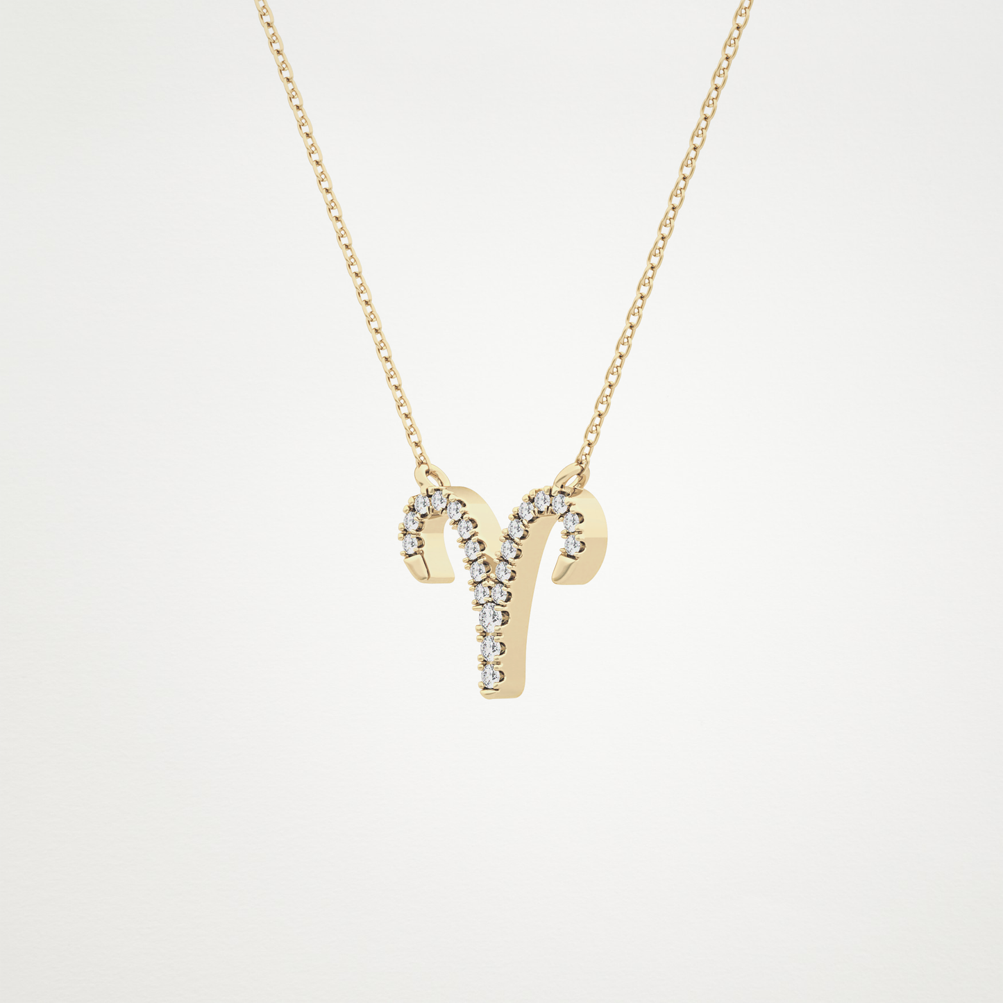 0.098 TCW Round Lab Grown Diamond Aries Zodiac Sign Necklace