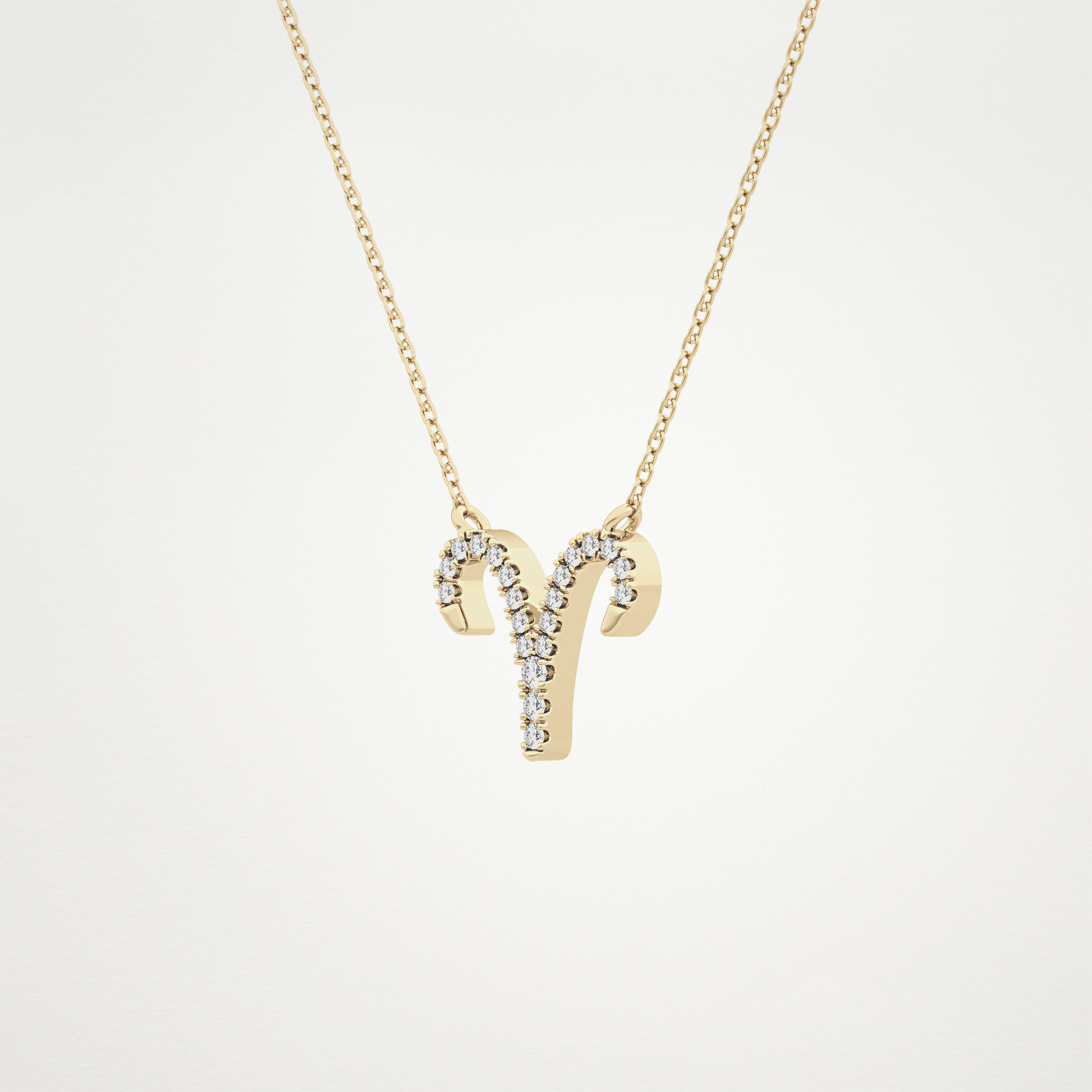 0.098 TCW Round Lab Grown Diamond Aries Zodiac Sign Necklace