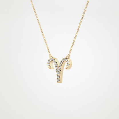 0.098 TCW Round Lab Grown Diamond Aries Zodiac Sign Necklace