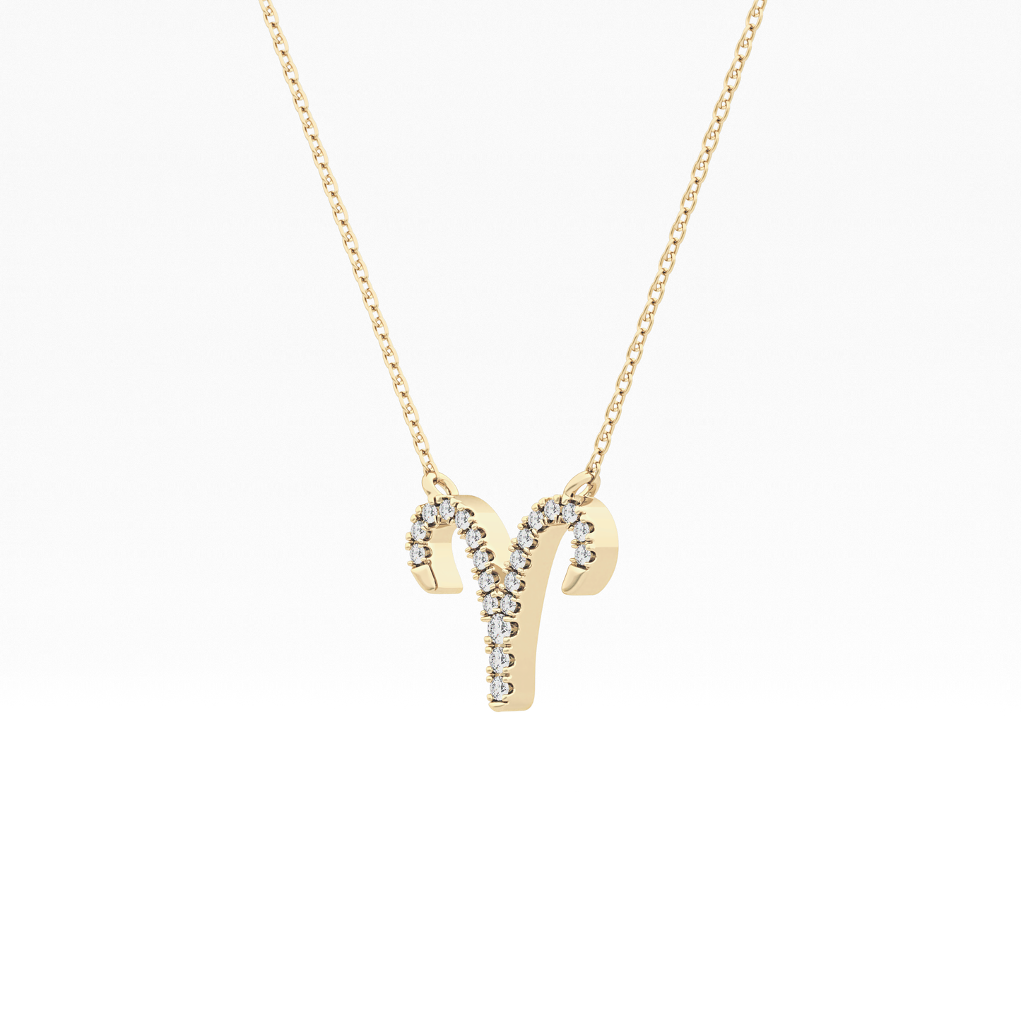 0.098 TCW Round Lab Grown Diamond Aries Zodiac Sign Necklace
