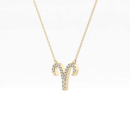 0.098 TCW Round Lab Grown Diamond Aries Zodiac Sign Necklace